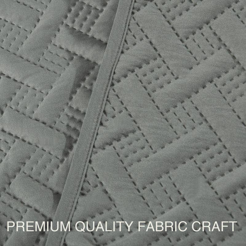 3 Piece Bed Quilted Coverlet, Microfiber Bedspread - NTBAY, Twin Quilt + 1 Standard Sham, Gray
