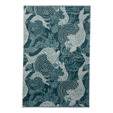 Blue Contemporary Wool Silk Blend Rug - 6' x 9'