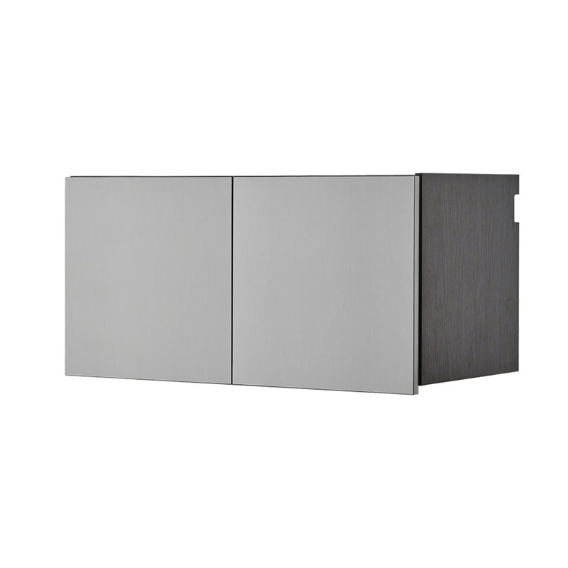 Armoire de rangement murale en métal - 32 po X P 16 po, gris métallique, eau et chaleur, 2 bandes de bordure plus épaisses, gris, caractéristique, double épaisseur