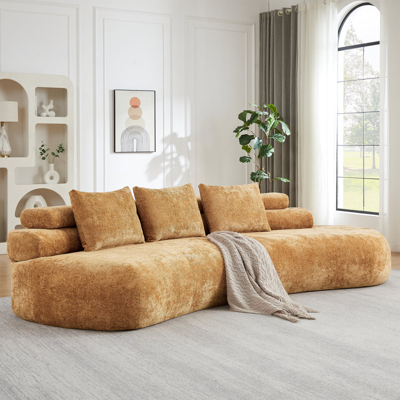 Arcadia Boneless 122-inch Modern Compression Modular Sectional Sofa, Pumpkin Yellow