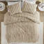 Édredon très grand côtelé en fausse fourrure très grand avec 2 taies décoratives taupe assorties de couleur très moelleuse - motif texturé, bourre