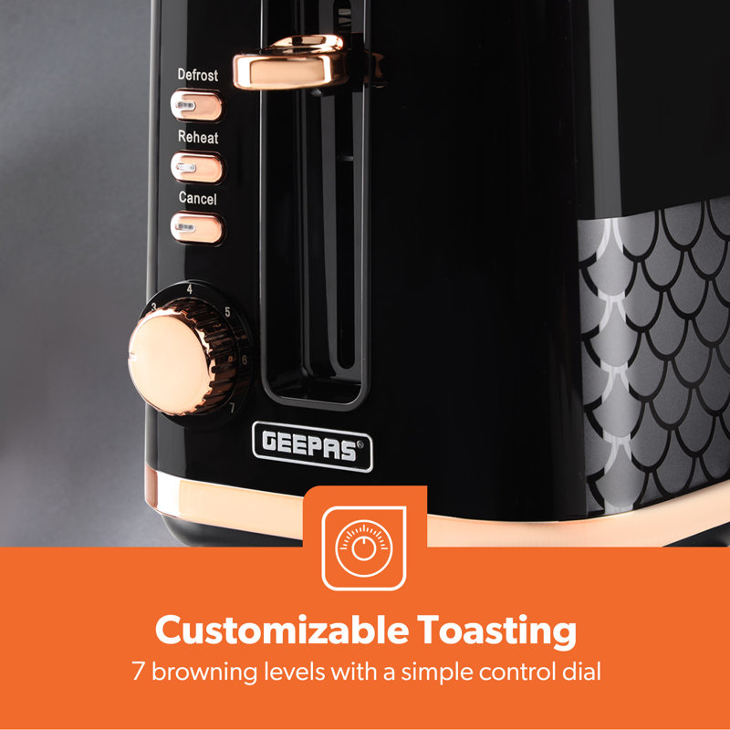 GEEPAS 1.7L Electric Kettle & 2 Slice Bread Toaster, Aurora Collection
