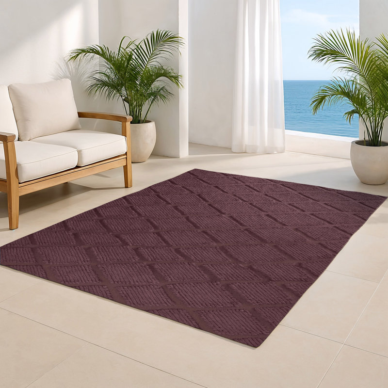 Trellis Brown Indoor and Outdoor Area Rug, Rectangle 4' x 6'