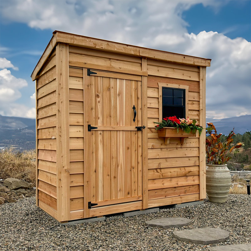 8 ft. W x 4 ft. D Single Door Cedar Wood Storage Shed