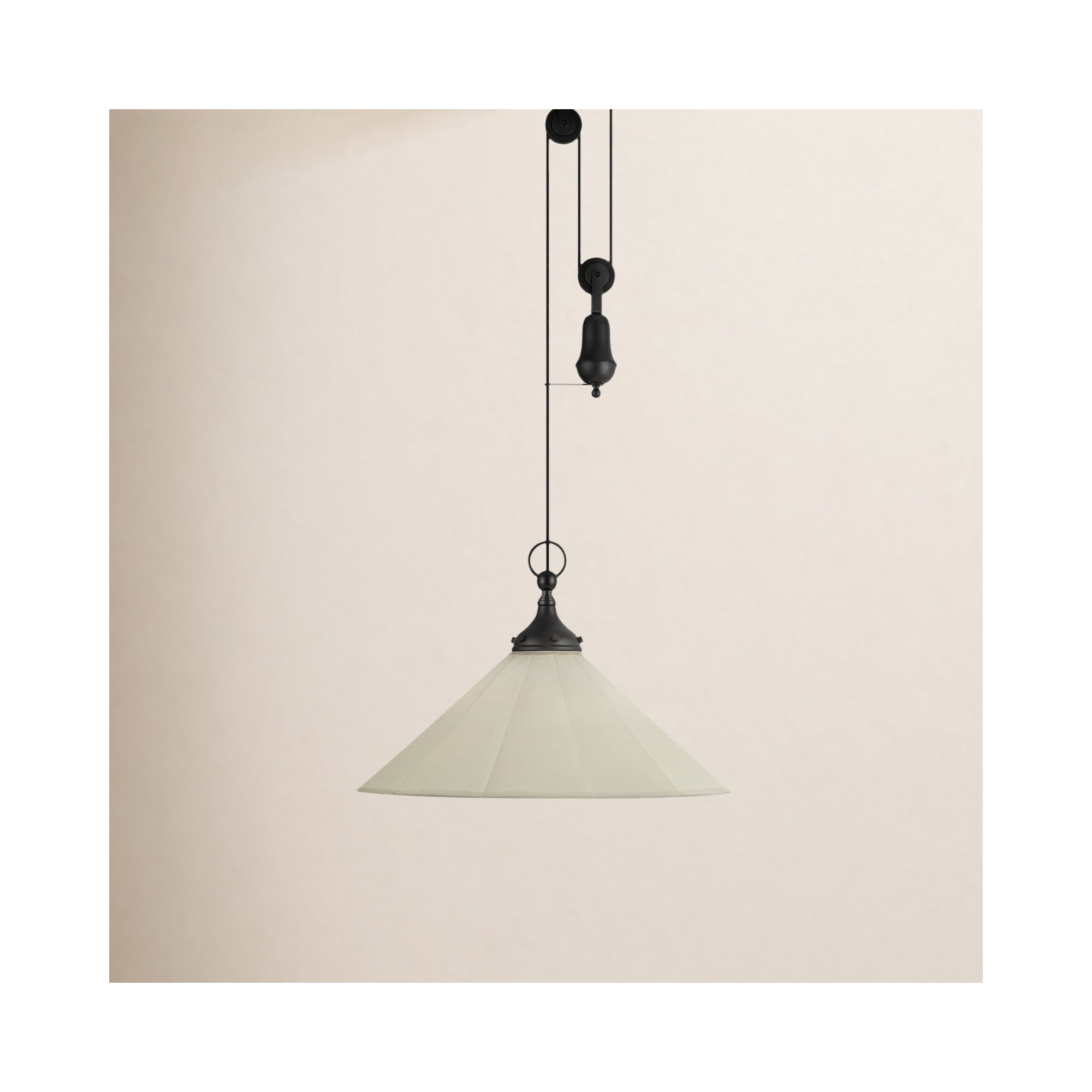 Adelynn Single Light Linen Steel Pendant, Black
