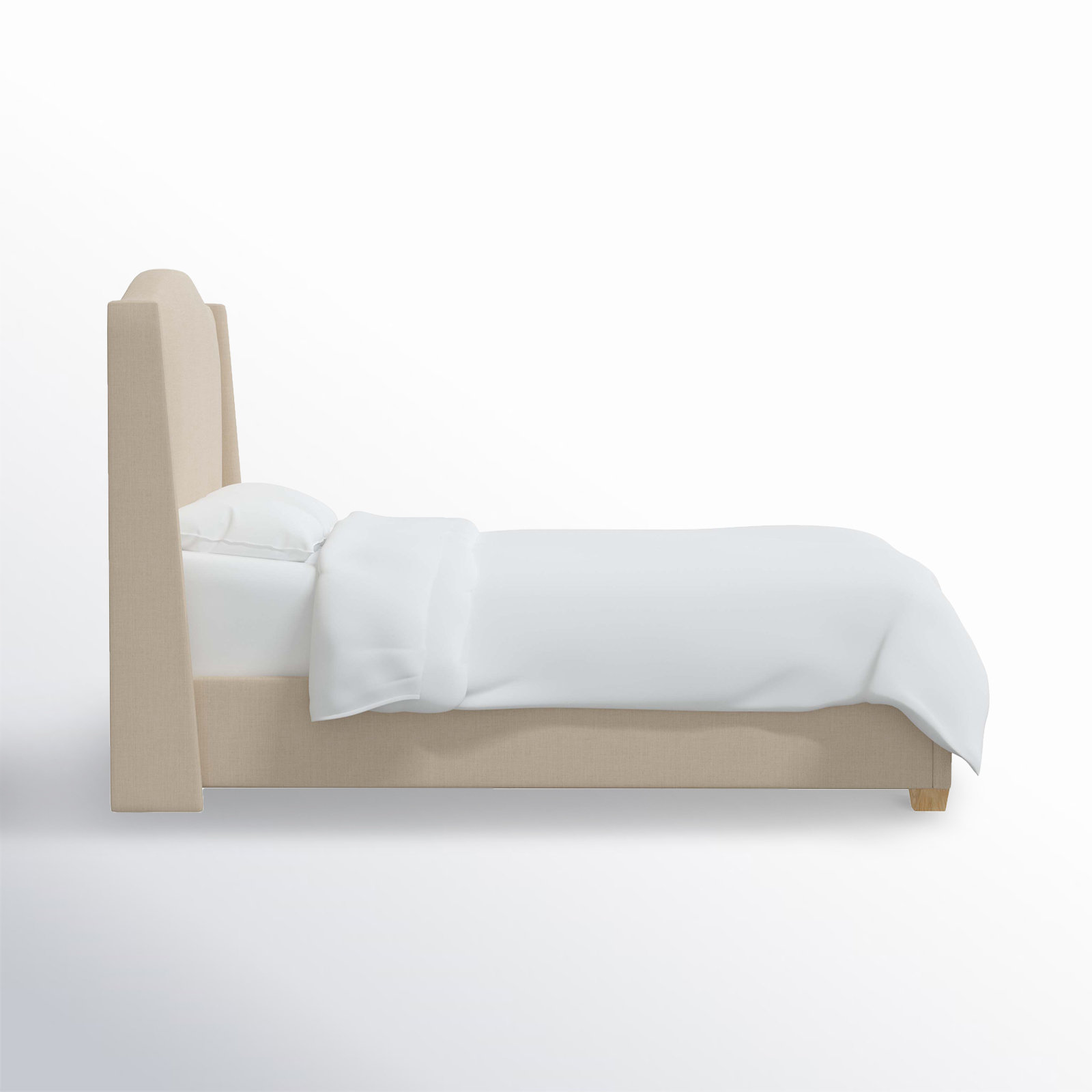 Allis Upholstered Wingback Bed, King, Classic Linen Linen
