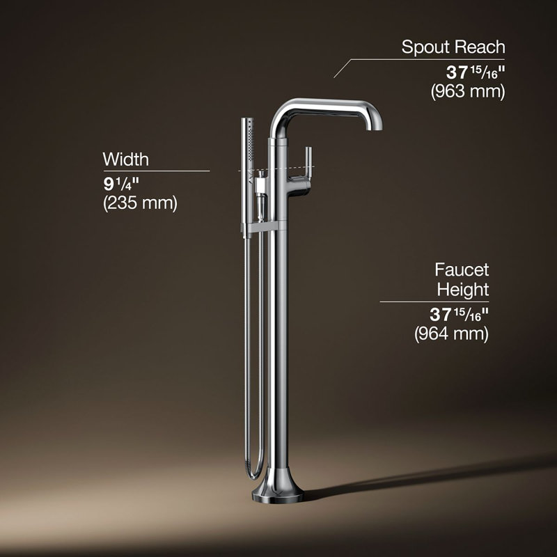 Tone Floor Mounted Clawfoot Tub Faucet, Polished Chrome