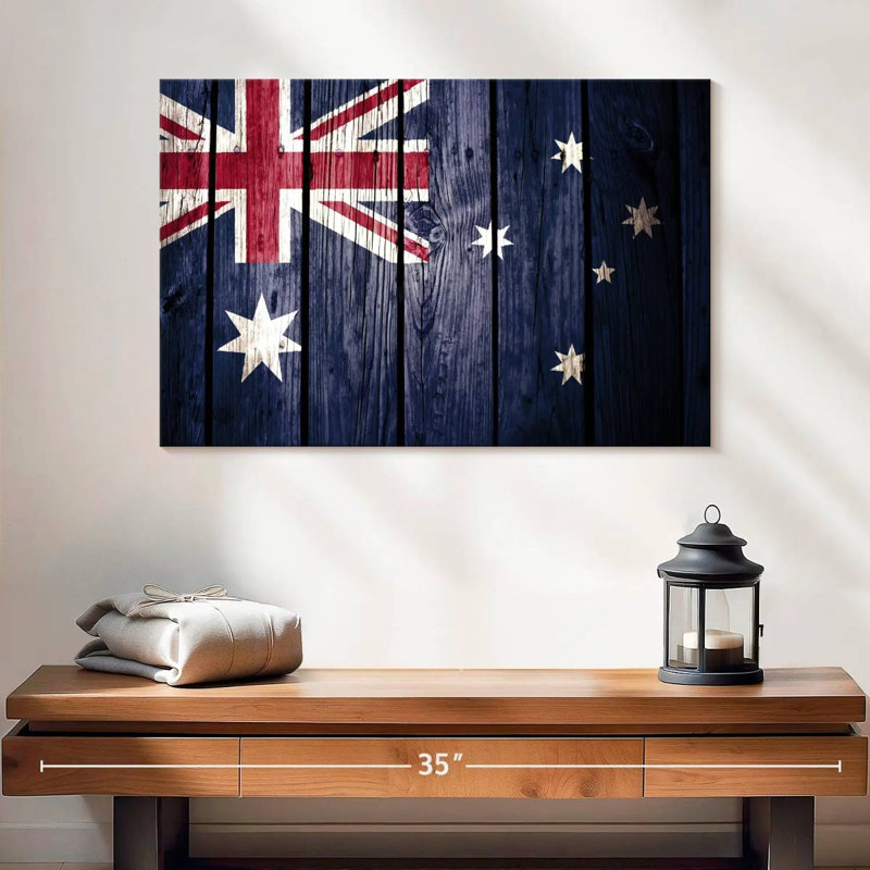 Drapeau australien Borges style bois, H 16 po x l 24 po