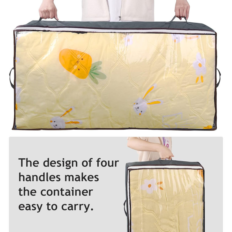 Contenants de rangement sous le lit 90L, système de rangement pour placard sous le lit de 6 pièces, sacs de déplacement avec fenêtre transparente et poignées renforcées pour les oreillers de literie