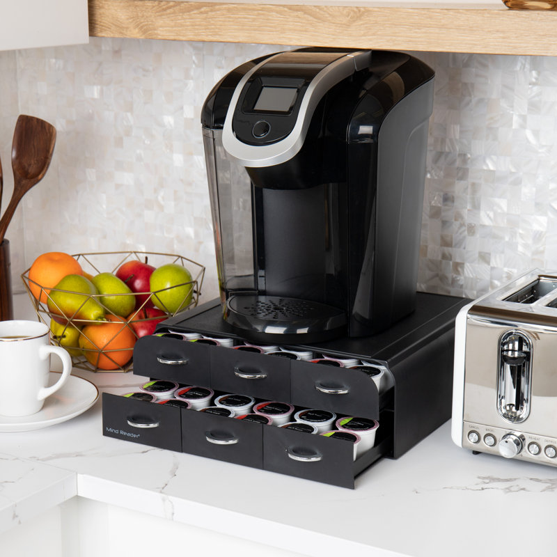 Black Plastic Coffee Pod Organizer with 2 Drawers