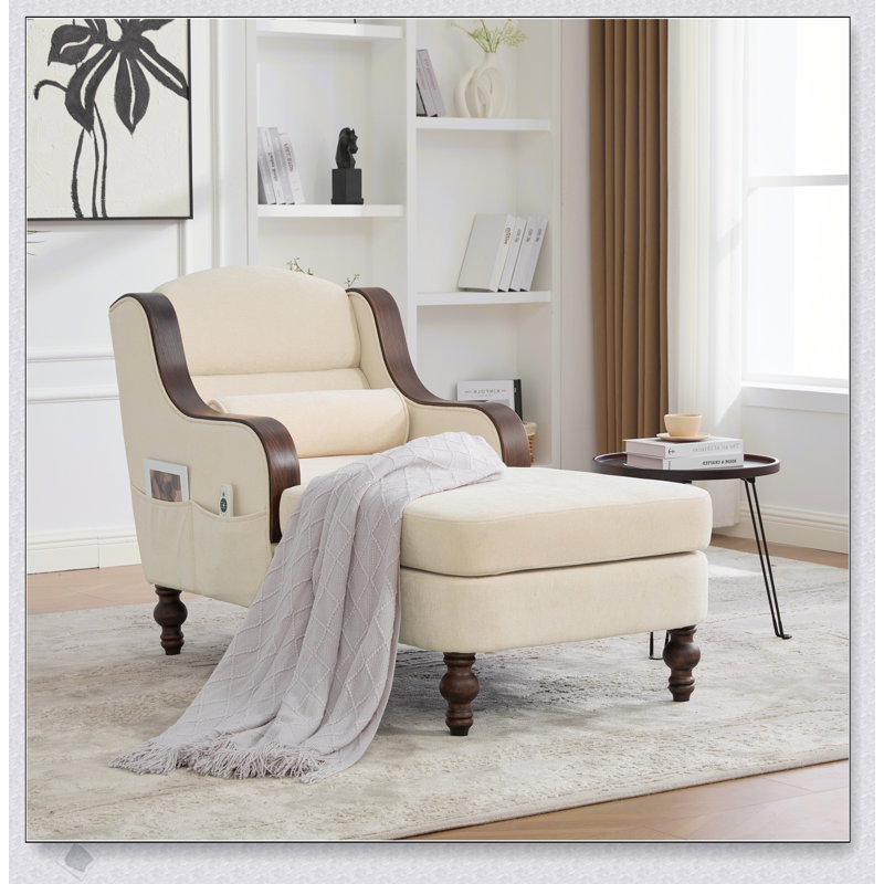 Chaise longue surdimensionnée pour l'intérieur, canapé-lit simple en tissu à assise large, fauteuil rembourré pour salon, chambre à coucher