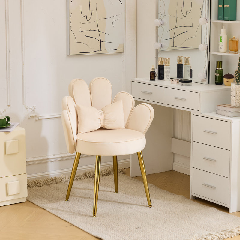 Velvet Armchair, Beige Velvet