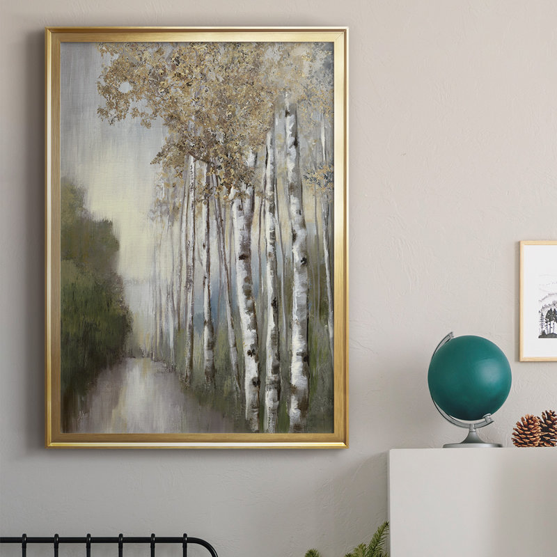 Woodland Walk Neutral - impression de cadre photo simple, Or, H 42,5 po x l 30,5 po x P 1 po