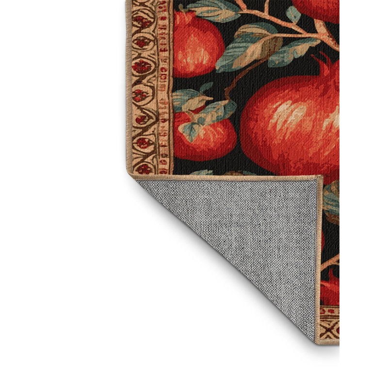 Washable Pomegranate Fruits Area Rug, Rectangle 6' x 9'