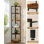 Étagère d'angle, bibliothèque d'angle, étagère de rangement avec cadre en métal, support pour plante, bibliothèque pour le salon, le bureau personnel, la chambre à coucher, brun rustique à 6 niveaux-649089996-649089999