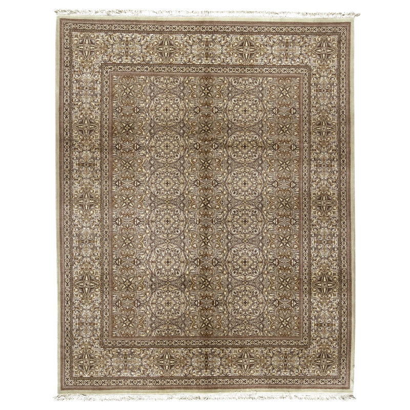 Hand Knotted Wool Area Rug in Ivory