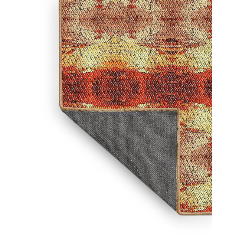 Tapis vert/rouge à motifs, Rectangle 2 pi x 3 pi