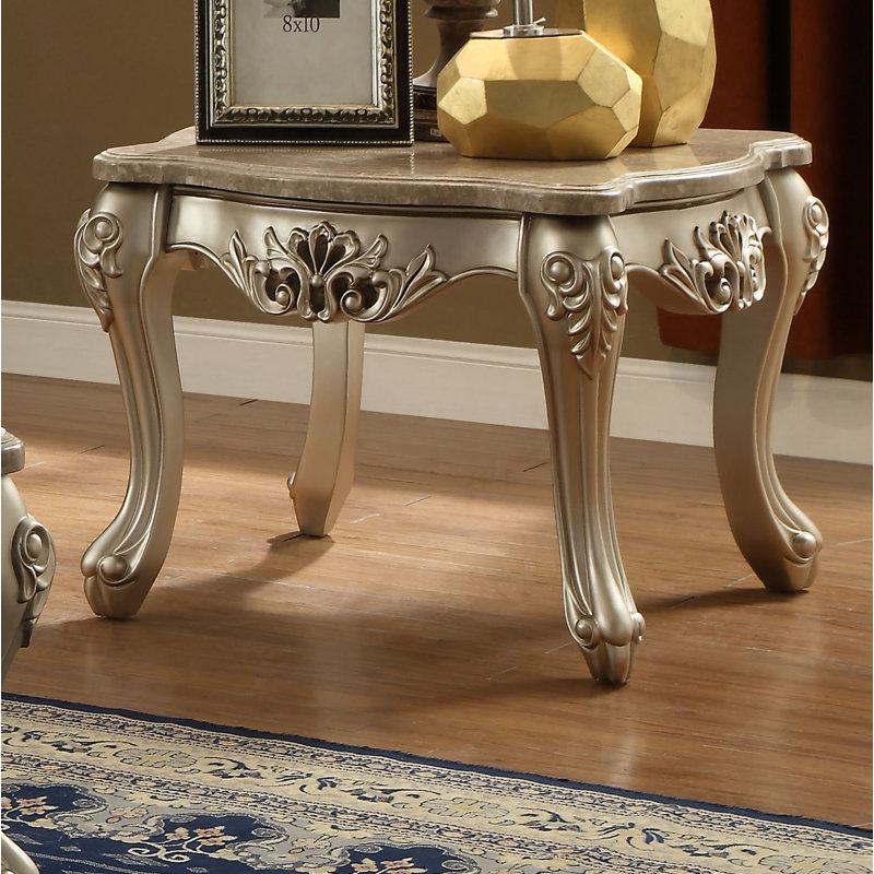 Table de bout carrée 32 po avec plateau en marbre Ewan
