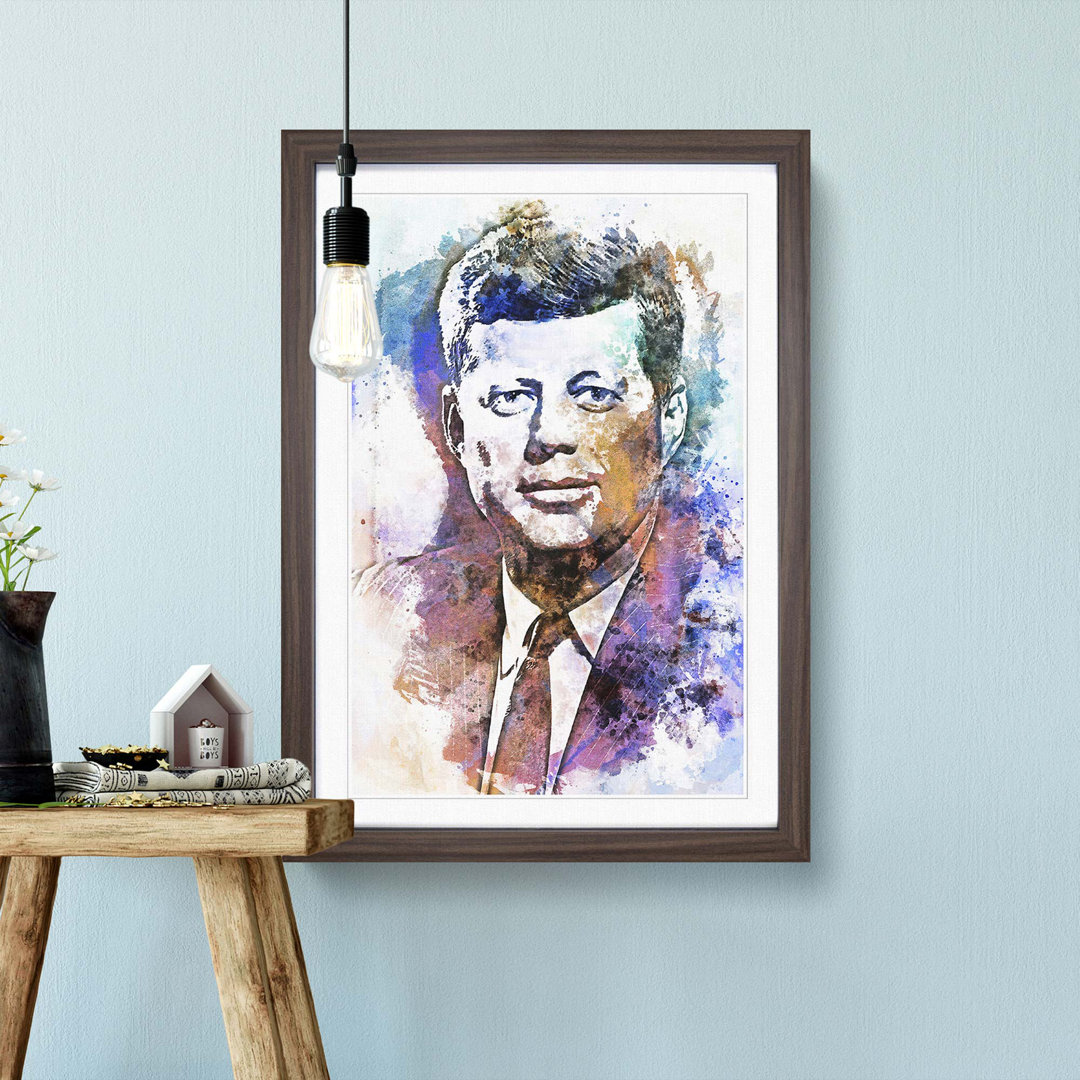 John F Kennedy JFK in Abstract - Framed Print