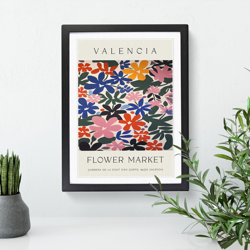 Valencia Flower Market Exhibition No. 7 - Single Picture Frame Print on Wood, 46cm H x 34cm W x 2cm D