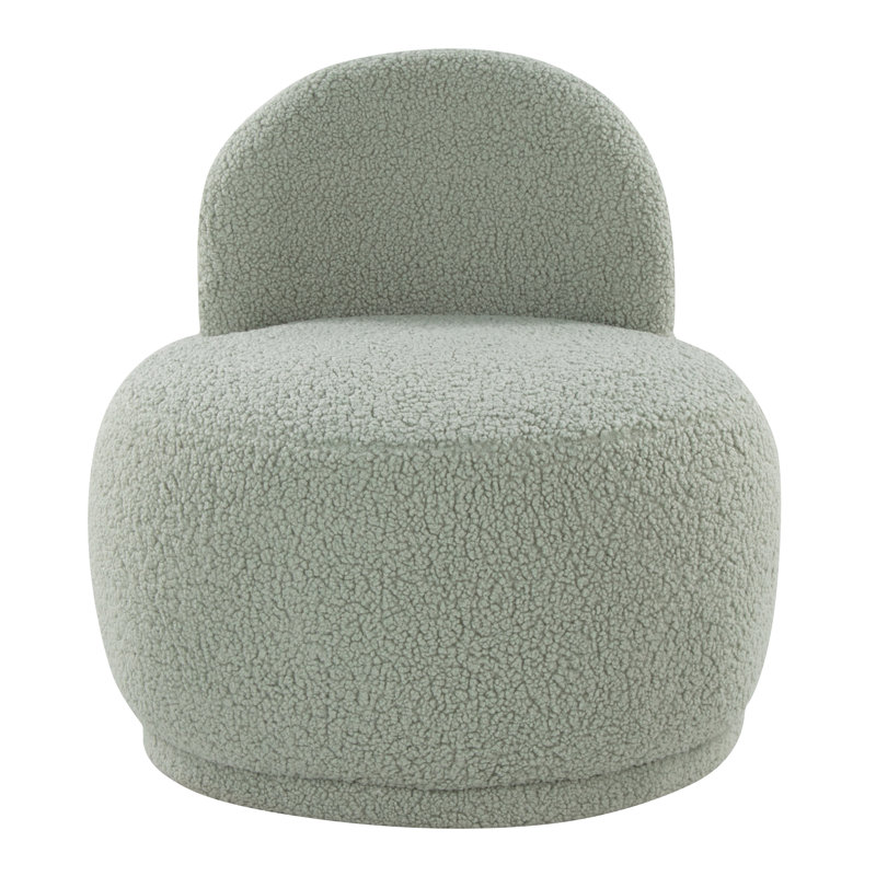 Alara Side Chair with Sherpa Fabric, Green Fabric