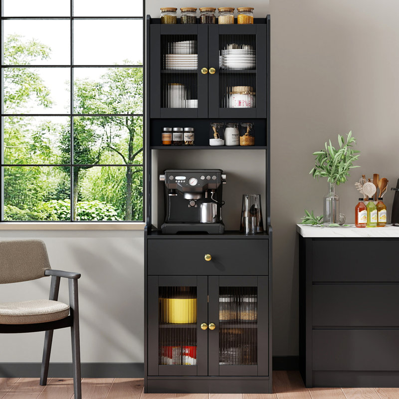71" H Black Kitchen Pantry Cabinet