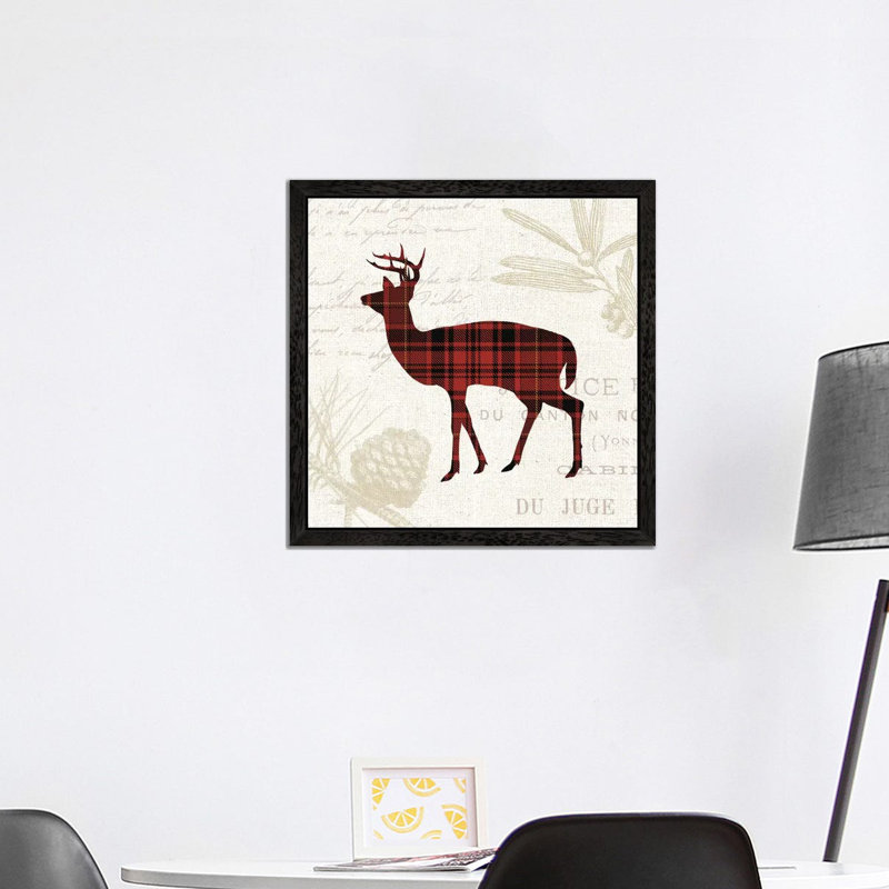 Plaid Lodge II by Wild Apple Portfolio - Floater Frame Print on Canvas, Black Framed