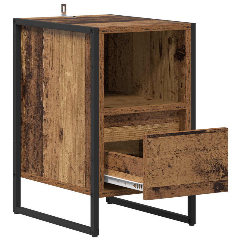 39.5cm W Manufactured Wood Bedside Table, Old Wood