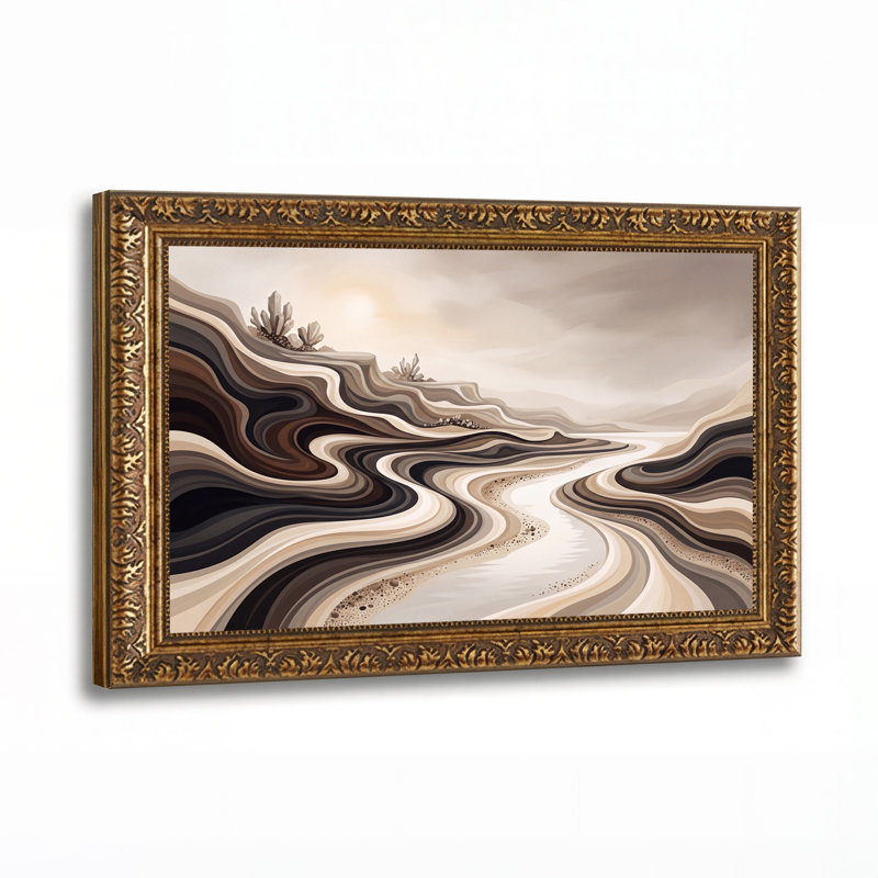 Art mural sur toile Stylized Earth Toned Hills with Crystals, H 24 po x l 36 po