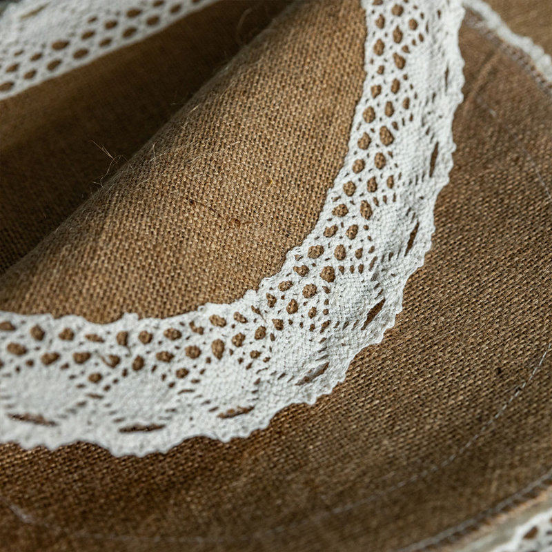 Ensemble de 4 napperons Boho, lin naturel avec dentelle