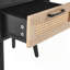 Table de bout en rotin avec tiroir et pieds en bois massif - Noir-759047110