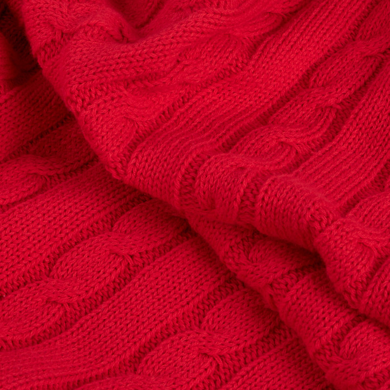 Plaid tricoté, 100 % coton pur, lavable à la machine, L 90 po x l 68 po, Rouge