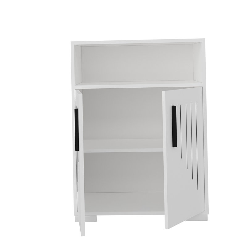 Armoire de rangement à 2 portes avec compartiment ouvert Kallie