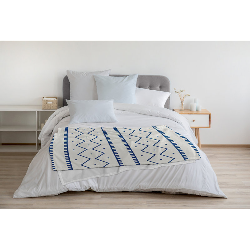 Couverture en molleton Mudcloth, L 30 po x L 40 po, Bleu cobalt foncé