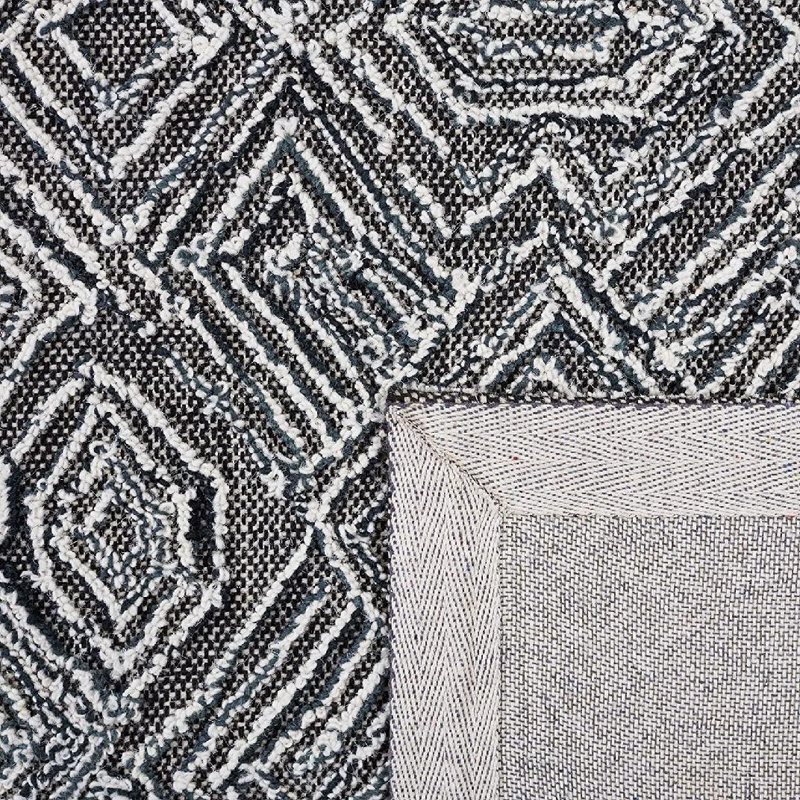 Ginessa Textual Hand Tufted Wool/Cotton Geometric Rug in Gray/Ivory, Rectangle 3'  x 5'