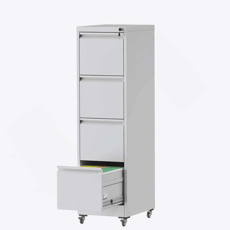 Classeur mobile verrouillable à quatre tiroirs en métal pour une organisation améliorée dans la maison et le bureau, Blanc