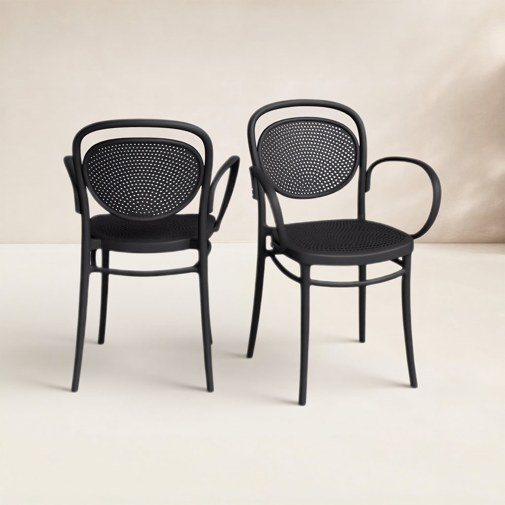 Farrah Stackable Patio Armchair, Black