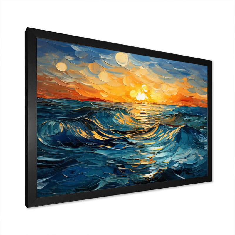 River Azure Bold I - Modern Wall Decor, H 16 po x l 32 po x P 1 po, Cadre photo noir