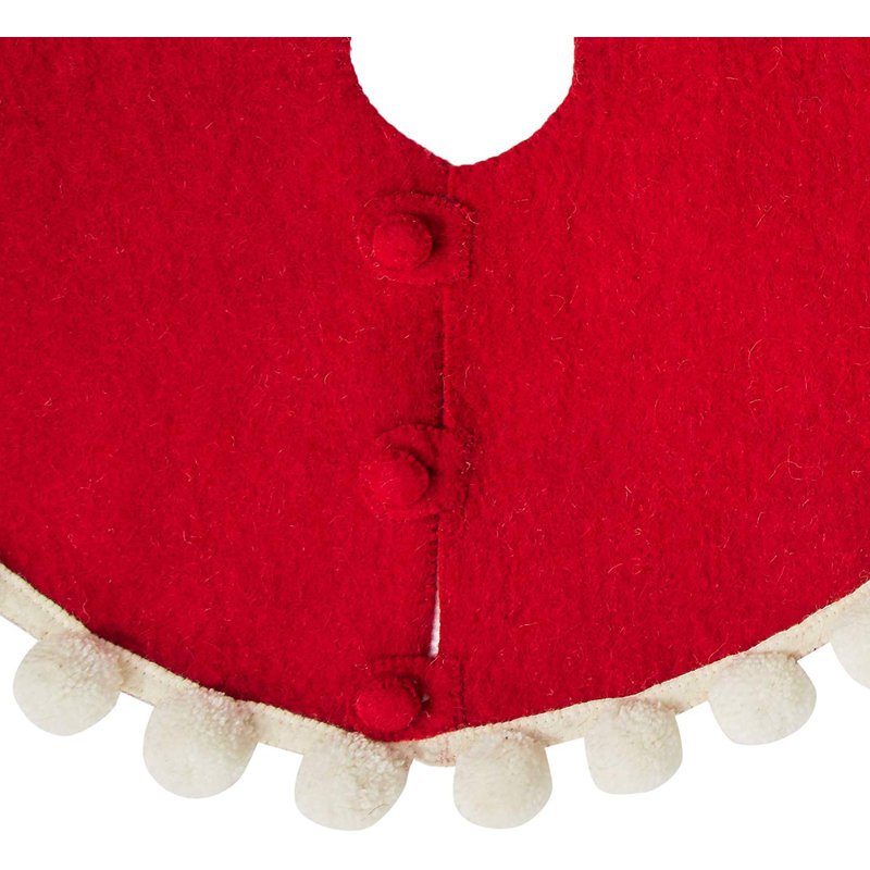 Pom Pom Tree Skirt - 26" Tabletop Size Hand Felted Wool