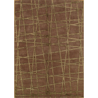 Tapis brun fait main géométrique à surface brune Stlaurent