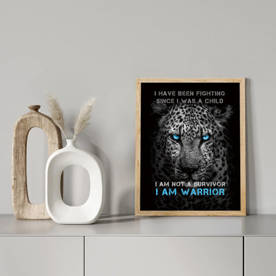 " I Am Not A Survivor I Am A Warrior Tough Guy Dodger Blue Leopard "