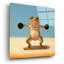  «Gym Frog Dumbell L latéral Raise» par Lucia Heffernan, art mural en verre acrylique, 12 po x 12 po