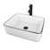 Modern White Ceramic Rectangular Basin Vessel Sink with Faucet