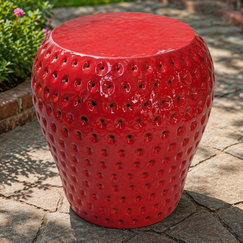 Tabouret à fruits Strawberry, tabouret surdimensionné en résine de 13,4 po, table d'appoint, décorations de jardin pour l'intérieur et l'extérieur, mobilier de jardin innovant et polyvalent