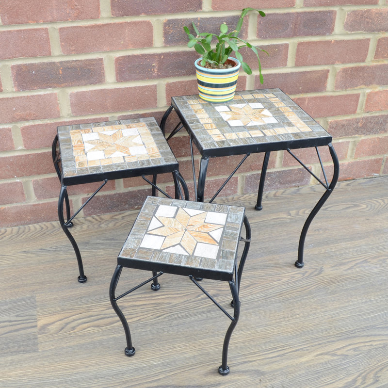 BRAVA 3 Piece Low SQUARE Plantstand Set