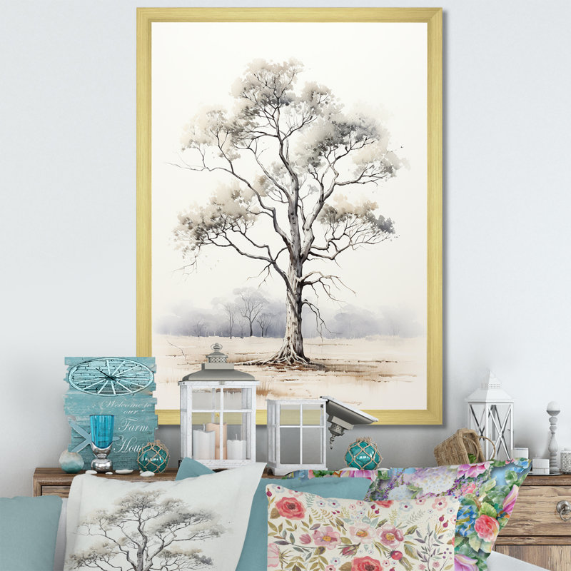 «Beige minimalisme», art mural africain, H 40 po x l 30 po x P 1,5 po, Cadre doré simple