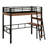 Metal  Loft Bed With Built-In Desk, Storage Shelf And Ladder, Space-Saving Design-1892645323