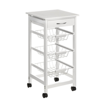 37 cm W Kitchen Cart with Pine Solid Wood Top