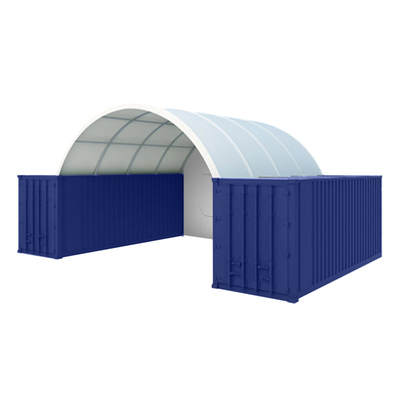 Large Shipping Container Canopy Shelter With Closed Back Panel, 11oz PE, 20' W x 20' D