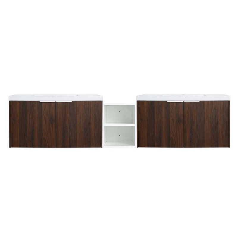 Meuble-lavabo double 82,9 po avec plateau, Noyer de Californie